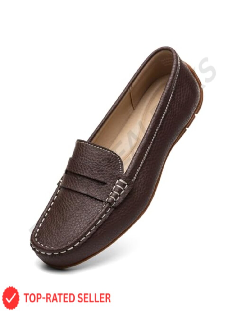 Leather Penny Loafers Slip-On Memory Foam Business Casual Work Shoes